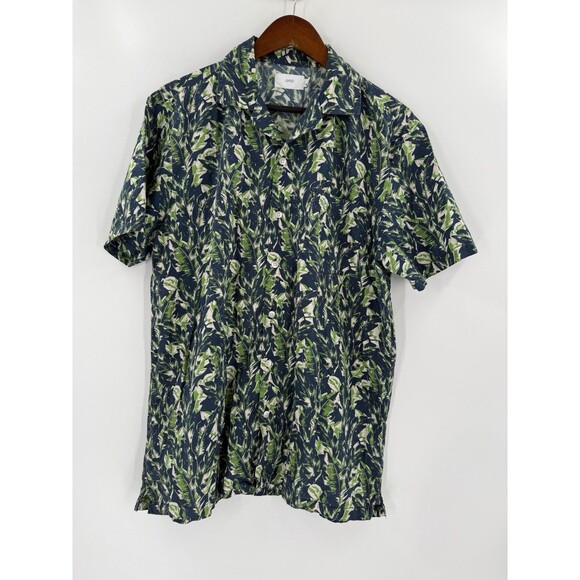 Onia Camp Collar Tropical Print Short Sleeve Causal Cotton Button Down MEDIUM - Picture 1 of 9